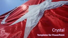  Presentation with realistic - Presentation theme with close up waving fabric flag background and a tawny brown colored foreground