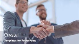  Presentation with welcome - Presentation theme having close up welcome handshake of business people background and a dark gray colored foreground