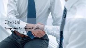  Presentation with welcome - Slide set consisting of close-up-welcome-handshake background and a light blue colored foreground