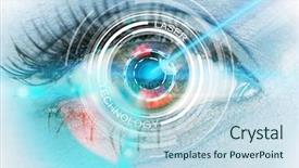  Presentation with eye medicine - Amazing slides having eye with laser medicine technology backdrop and a sky blue colored foreground