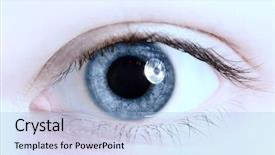  Presentation with human eye - PPT layouts featuring close-up woman eye background and a light blue colored foreground