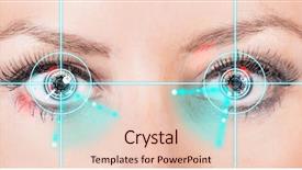  Presentation with eye medicine - Beautiful PPT theme featuring close-up woman eyes backdrop and a  colored foreground