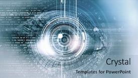  Presentation with eye - PPT layouts enhanced with up of woman's eye background and a light blue colored foreground