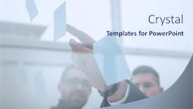  Presentation with current - PPT theme having close-up-working-group-discussing background and a sky blue colored foreground