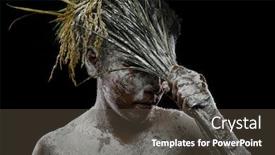  Presentation with flour - PPT theme enhanced with close-up-young-asian-man background and a dark gray colored foreground