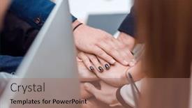  Presentation with people unity - Slides enhanced with close-up-young-business-people background and a coral colored foreground