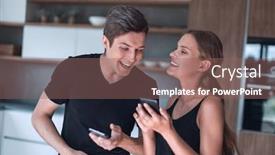  Presentation with email - Slide set featuring close up young couple reading email on smartphone background and a violet colored foreground