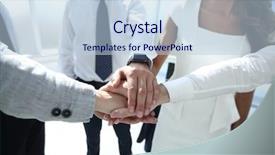  Presentation with employees - Amazing presentation design having close up young employees putting backdrop and a light blue colored foreground