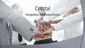  Presentation with employee relations - Presentation theme enhanced with close up young employees putting background and a white colored foreground