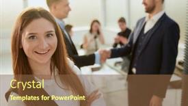  Presentation with young - Slides with close-up-young-woman-standing background and a tawny brown colored foreground