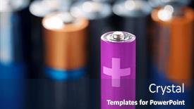  Presentation with batteries - PPT theme with close-up background and a navy blue colored foreground
