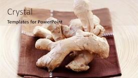  Presentation with root - Theme featuring close-ups of fresh ginger background and a lemonade colored foreground