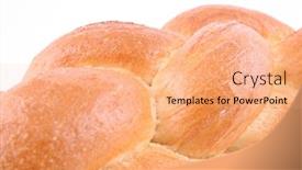  Presentation with bread - Colorful theme enhanced with young boy skipping stones at the shore in front of the mackinac bridge backdrop and a light blue colored foreground