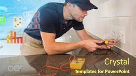  Presentation with digital image - Amazing theme having close-view-of-electrician-repairing backdrop and a  colored foreground