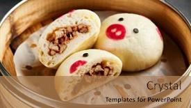  Presentation with bao bun - Presentation design having closed-bao-bun-with-pork background and a coral colored foreground