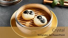  Presentation with bao bun - Cool new slide set with closed-bao-bun-with-sweet backdrop and a gold colored foreground