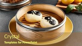  Presentation with bao bun - Presentation theme enhanced with closed-bao-bun-with-sweet background and a tawny brown colored foreground