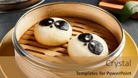  Presentation with bao bun - Presentation design having closed-bao-bun-with-sweet background and a gold colored foreground