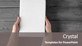  Presentation with cartoon kids holding hands - Beautiful slide set featuring closed book with blank cover backdrop and a gray colored foreground