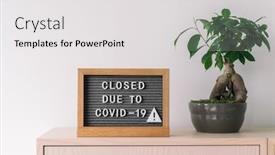  Presentation with retail store - Audience pleasing PPT theme consisting of closed-business-store-due backdrop and a light gray colored foreground