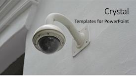  Presentation with television drama - Amazing PPT theme having closed circuit television at outdoor backdrop and a light gray colored foreground