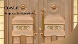  Presentation with copper - Audience pleasing slides consisting of closed copper door backdrop and a coral colored foreground