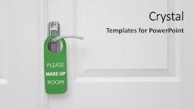  Presentation with closed - Audience pleasing slide deck consisting of closed door with sign please backdrop and a light gray colored foreground