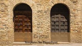  Presentation with tuscany - Slide set with closed doors of a building in the medieval town of san gimignano siena siena province tuscany italy background and a coral colored foreground