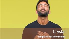  Presentation with man head in hands - Amazing slides having gratefull - adult hispanic man over isolated backdrop and a  colored foreground