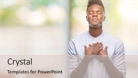  Presentation with african american wedding - Amazing PPT theme having gratefull - young african american man backdrop and a soft green colored foreground