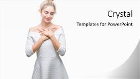  Presentation with blue eyes technology eye scan - PPT theme consisting of beautiful blonde and blue eye background and a white colored foreground