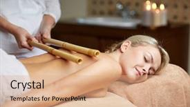  Presentation with young healthy people - Cool new theme with closed eyes and having bamboo backdrop and a  colored foreground