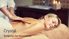  Presentation with young healthy people - Presentation theme featuring closed eyes and having bamboo background and a  colored foreground