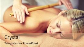  Presentation with young healthy people - Slides having closed eyes and having bamboo background and a coral colored foreground