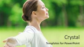  Presentation with closed - Colorful presentation theme enhanced with closed eyes concept of healthy backdrop and a soft green colored foreground