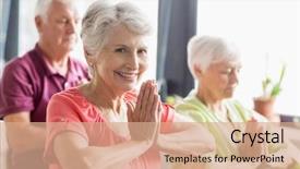  Presentation with seniors - Audience pleasing theme consisting of closed eyes in a retirement backdrop and a coral colored foreground