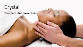  Presentation with spa salon - PPT theme featuring closed eyes in a spa background and a white colored foreground