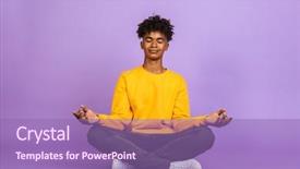  Presentation with african violet - Presentation theme consisting of closed eyes isolated over violet background and a coral colored foreground