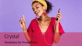  Presentation with african music - Amazing theme having closed eyes over purple backdrop and a crimson colored foreground