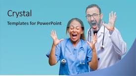  Presentation with medical concept - Colorful PPT theme enhanced with closed eyes screaming excited win backdrop and a light blue colored foreground