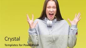  Presentation with student - Audience pleasing theme consisting of closed eyes screaming excited winner backdrop and a  colored foreground