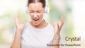  Presentation with music watermark - Slide set consisting of closed eyes screaming excited winner background and a  colored foreground