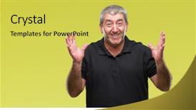  Presentation with isolated paw prints over white - Presentation theme consisting of closed eyes screaming excited winner background and a yellow colored foreground