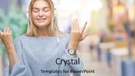  Presentation with music athletes - Beautiful presentation theme featuring closed eyes screaming excited winner backdrop and a  colored foreground