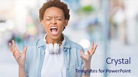  Presentation with african american christianity - Slide set with closed eyes screaming excited winner background and a  colored foreground