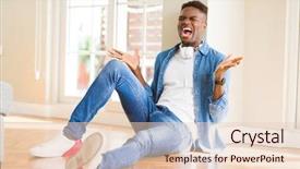  Presentation with music african american jazz musician - PPT theme consisting of closed eyes screaming excited winner background and a  colored foreground