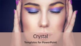  Presentation with beauty makeup - Presentation featuring closed eyes showing purple background and a coral colored foreground