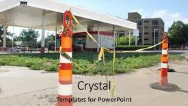  Presentation with corrosion - Presentation theme enhanced with closed gas station background and a soft green colored foreground