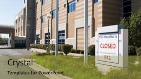  Presentation with closed - Audience pleasing PPT layouts consisting of closed hospital backdrop and a gold colored foreground