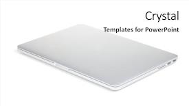  Presentation with closed - Cool new PPT theme with closed laptop isolated on white backdrop and a white colored foreground